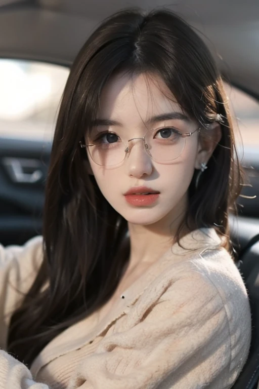 Best Quality, masterpiece, (photorealistic:1.4), 1 chico, (24 years:1.7) handsome and handsome, comfortable style clothing, Sun light, Exquisite Face, dramatic lighting, pompous lips, big gray eyes, black hair with blonde highlights, brown skin, indifferent look, with glasses, left ear piercing.