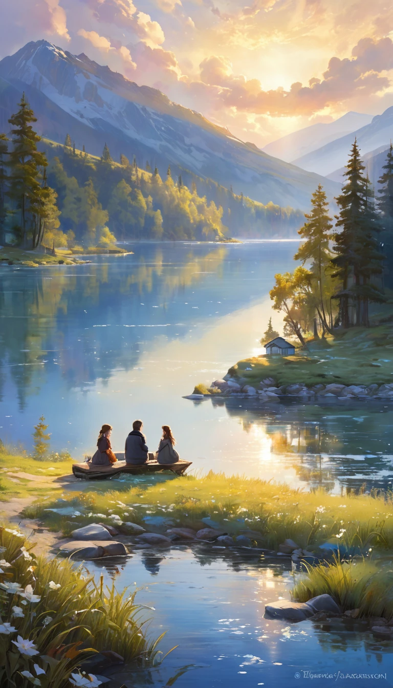 Singing by the lake, In landscape painting, Heaven and earth are thick and cold., Once we meet it&#39;s hard to break up, And it&#39;s hard to break up.