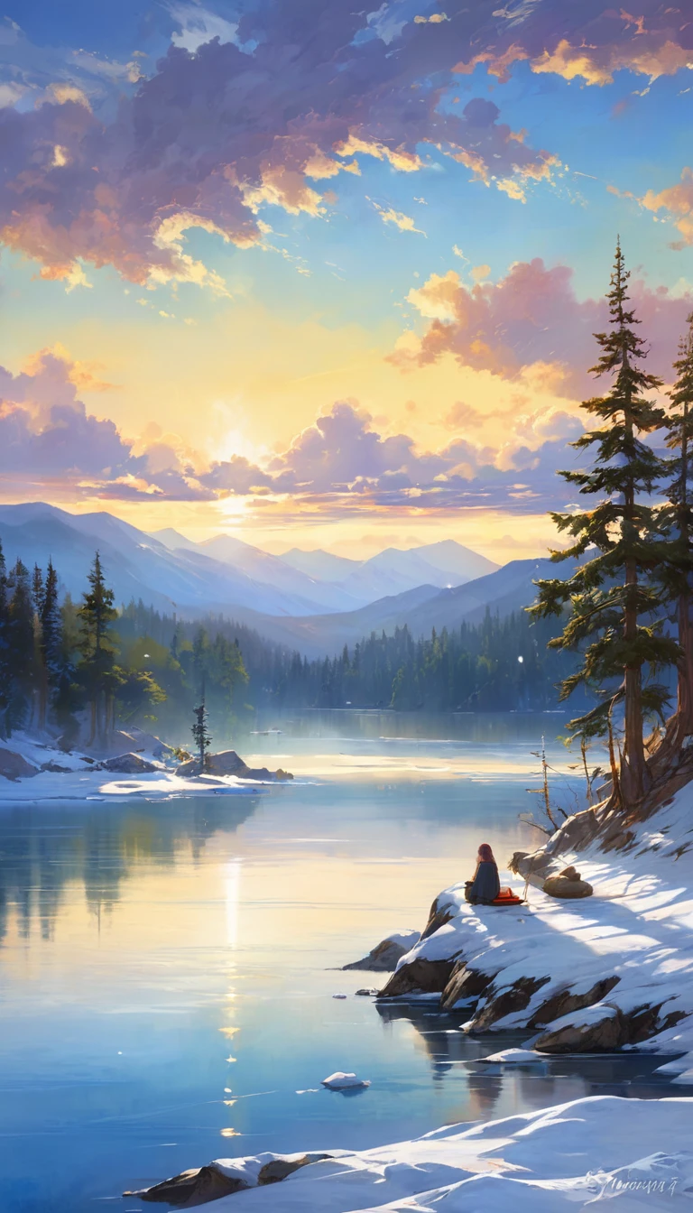 Singing by the lake, In landscape painting, Heaven and earth are thick and cold., Once we meet it&#39;s hard to break up, And it&#39;s hard to break up.