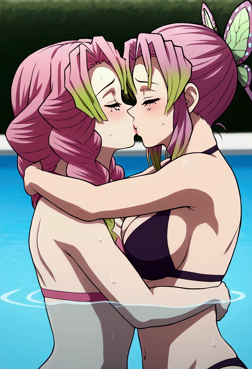 2girls, animegirl, duo, ((tongue out)), ((tongue kissing)), ((saliva)), ((Makima From Chainsaw Man)), ((Tatsumaki From One Punch Man)), ((close kissing)), ((saliva dripping from mouth))