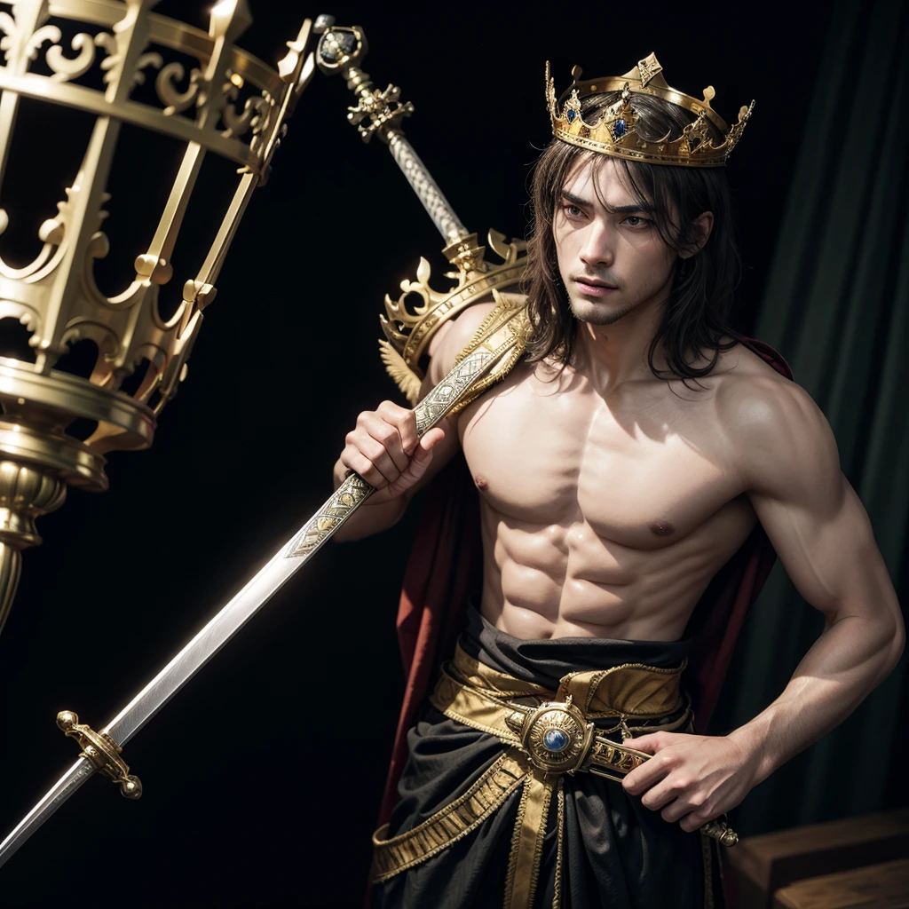 King with a crown and a sword