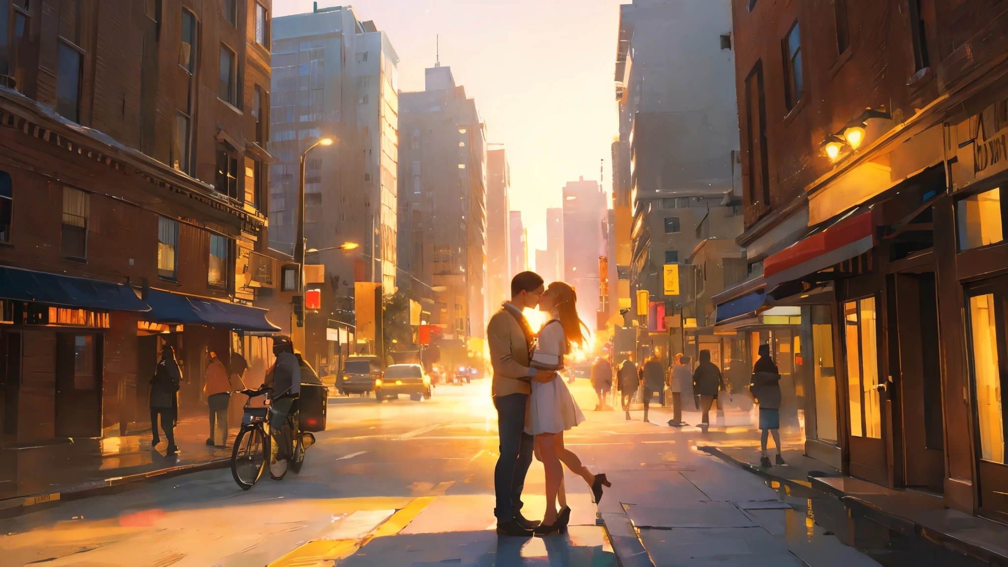 A loving warm glow coming from city buildings