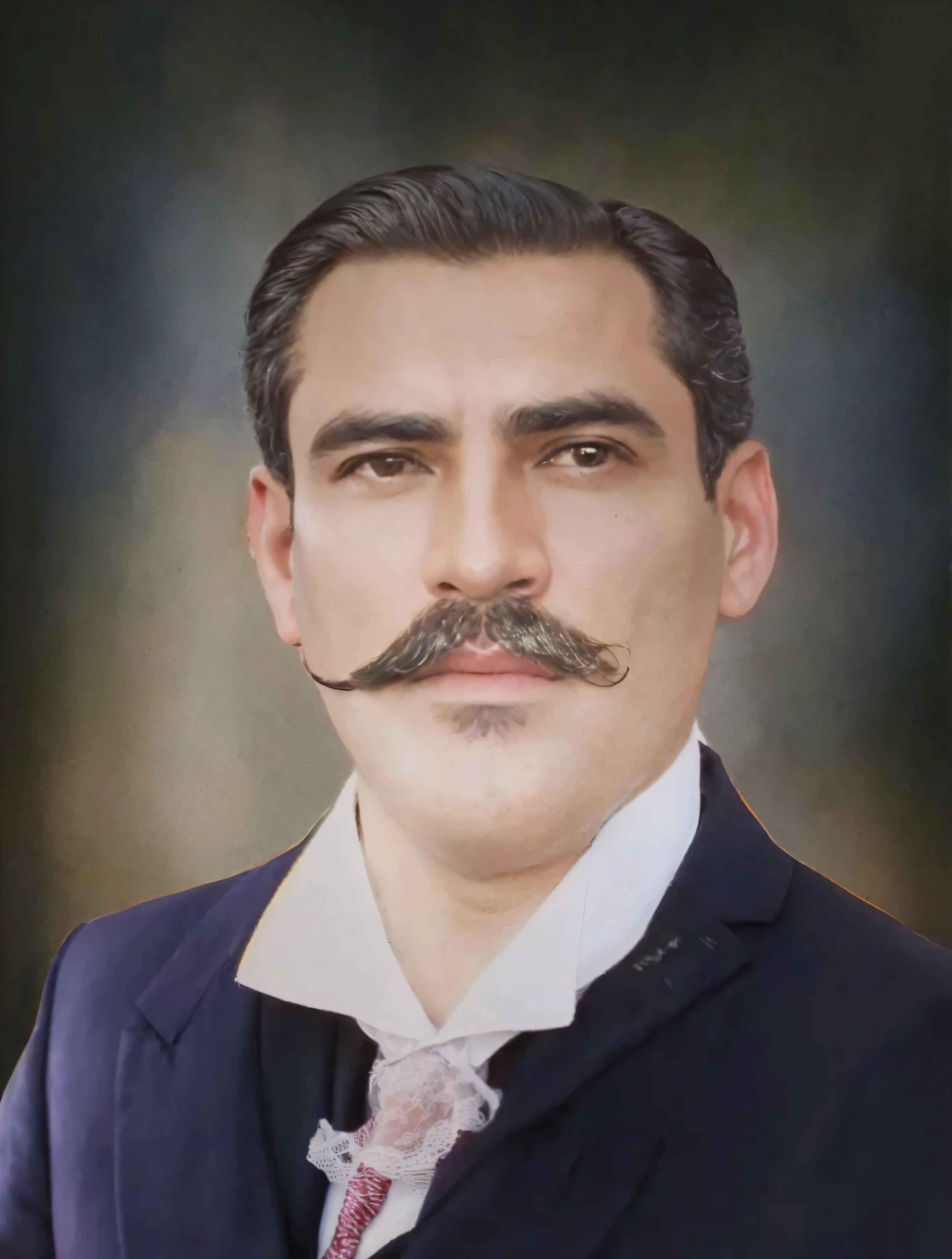 arafed photo of a man with a mustache and a suit, inspired by Carlos Francisco Chang Marín, inspired by Oscar Rodríguez Naranjo, inspired by Ramón Pichot, inspired by Pedro Álvarez Castelló, inspired by Carlos Saenz de Tejada, colored 1 9 0 4 photo, A colored photo, handsome man 8k