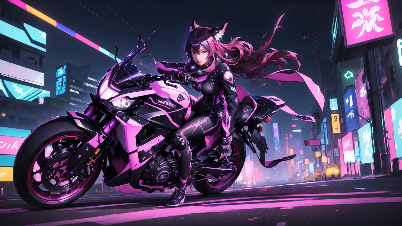 masterpiece, best quality, (extremely detailed CG unity 8k wallpaper), (best quality), (best illustration), (best shadow), absurdres, realistic lighting, (Abyss), beautiful detailed glow, art by PeterMohrBacher, chica anime en una motocicleta en una ciudad por la noche, anime rudo 8k, estilo anime 4k, fondo de pantalla de arte anime 8 K, fondo de pantalla animado 4k, fondo de pantalla animado 4k, Fondo de pantalla animado 4K, fondo de pantalla de arte anime 4k, Fondo de pantalla de arte anime 4K, anime ciberpunk, Fondo de pantalla de anime ultra HD, mejor fondo de pantalla de anime 4k konachan
