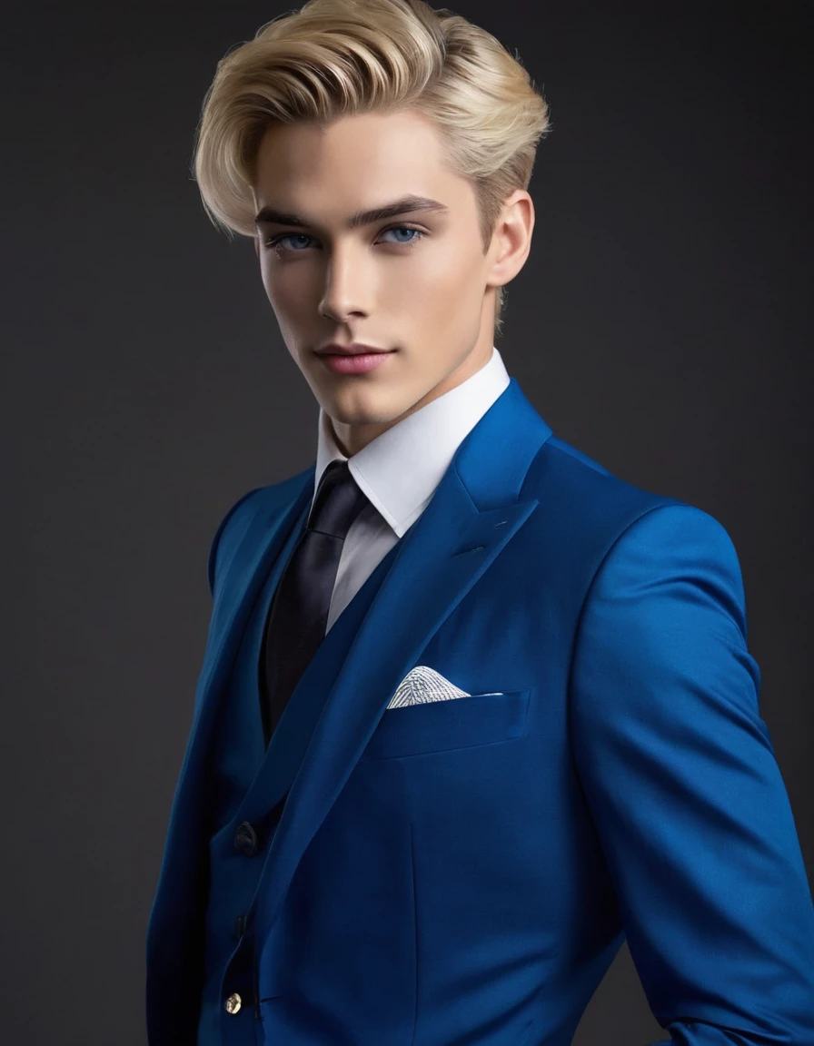 Lysander Zephyr Star Light, a super sexy and attractive boy, I am tall and slender with a height of around 1.98 meters. My skin is pale and soft in tone., with a soft glow reminiscent of moonlight. My hair is a dark blonde color, with strands that fall softly on my forehead and my shoulders. My eyes are a deep, bright blue., with a flash of curiosity and kindness. My face is sharp and symmetrical, with high cheekbones and a straight nose. My smile is wide and warm, with a touch of mystery and wisdom. My body is athletic and muscular, with broad shoulders and a strong back. My style is elegant and refined, with a touch of mystery and sophistication.