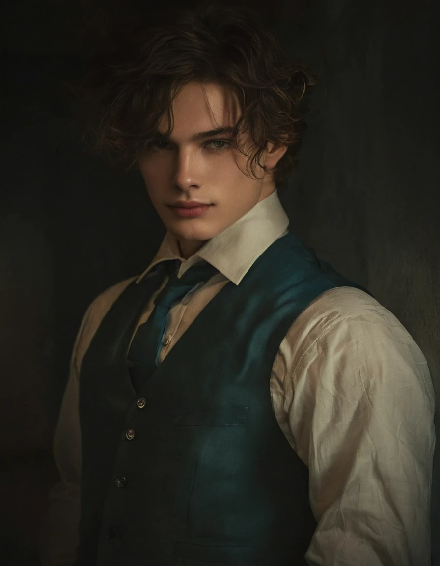 Lysander Zephyr Star Light, a super sexy and attractive boy, I am tall and slender with a height of around 1.98 meters. My skin is pale and soft in tone., with a soft glow reminiscent of moonlight. My hair is a dark blonde color, with strands that fall softly on my forehead and my shoulders. My eyes are a deep, bright blue., with a flash of curiosity and kindness. My face is sharp and symmetrical, with high cheekbones and a straight nose. My smile is wide and warm, with a touch of mystery and wisdom. My body is athletic and muscular, with broad shoulders and a strong back. My style is elegant and refined, with a touch of mystery and sophistication.