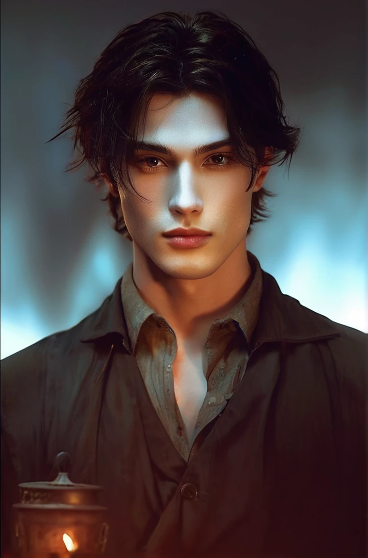 Lysander Zephyr Star Light, a super sexy and attractive boy, I am tall and slender with a height of around 1.98 meters. My skin is pale and soft in tone., with a soft glow reminiscent of moonlight. My hair is a dark blonde color, with strands that fall softly on my forehead and my shoulders. My eyes are a deep, bright blue., with a flash of curiosity and kindness. My face is sharp and symmetrical, with high cheekbones and a straight nose. My smile is wide and warm, with a touch of mystery and wisdom. My body is athletic and muscular, with broad shoulders and a strong back. My style is elegant and refined, with a touch of mystery and sophistication.