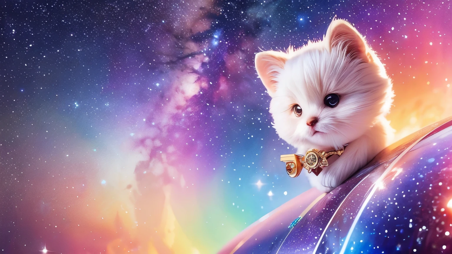 Portraiture (Strass) In space, Colors of the universe, Magnificent watercolor style, (Look to the side:1.1), Furry, (alone:1.1),