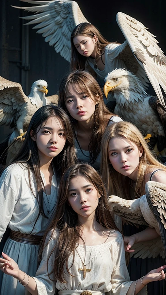 Create a gospel music band of angels and eagles