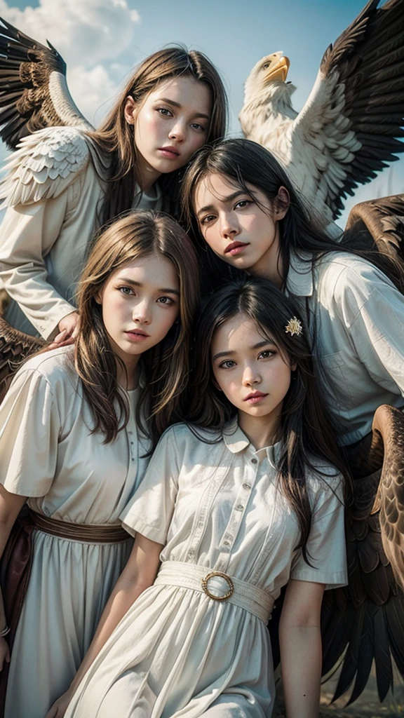 Create a gospel music band of angels and eagles