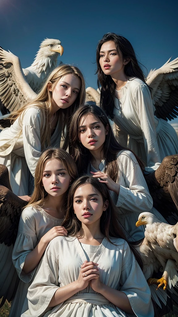 Create a gospel music band of angels and eagles