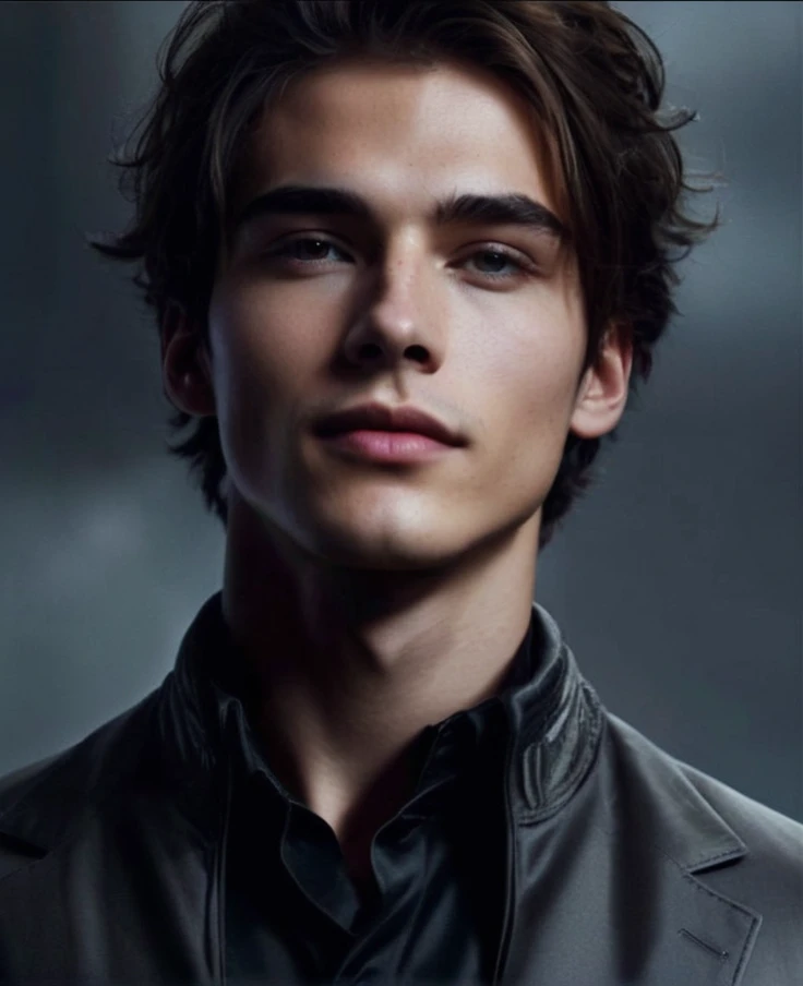 a super sexy and attractive boy, I am tall and slender with a height of around 1.98 meters. My skin is pale and soft in tone., with a soft glow reminiscent of moonlight. My hair is a dark blonde color, with strands that fall softly on my forehead and my shoulders. my eyes are green/deep and very bright amber, with a flash of curiosity and kindness. face is sharp and symmetrical, high cheekbones and a straight nose. My body is athletic and muscular, with broad shoulders and a strong back. My style is elegant and refined, with a touch of mystery and sophistication.