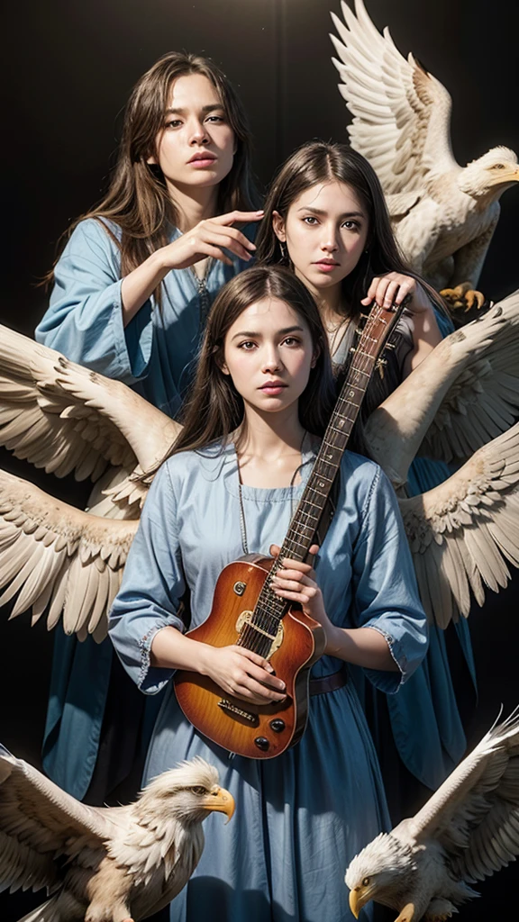 Create a gospel music band of angels and eagles