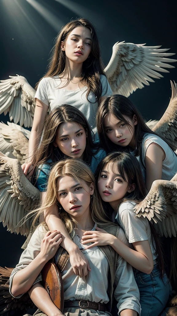 Create a gospel music band of angels and eagles