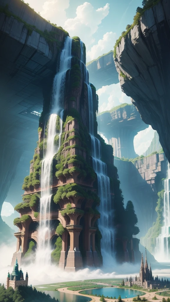 Terraforming Skyscrapers epcot huge waterfall Huge castle cyberpunked Earth Metropolis Sci-Fi Art Masterpiece 超A high resolution