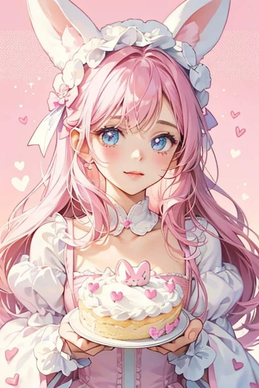 Angel Cake A pink girl bunny num with basic face. She has white icing in the form of dots and hearts decorating her. SPARKLE; GLITTER