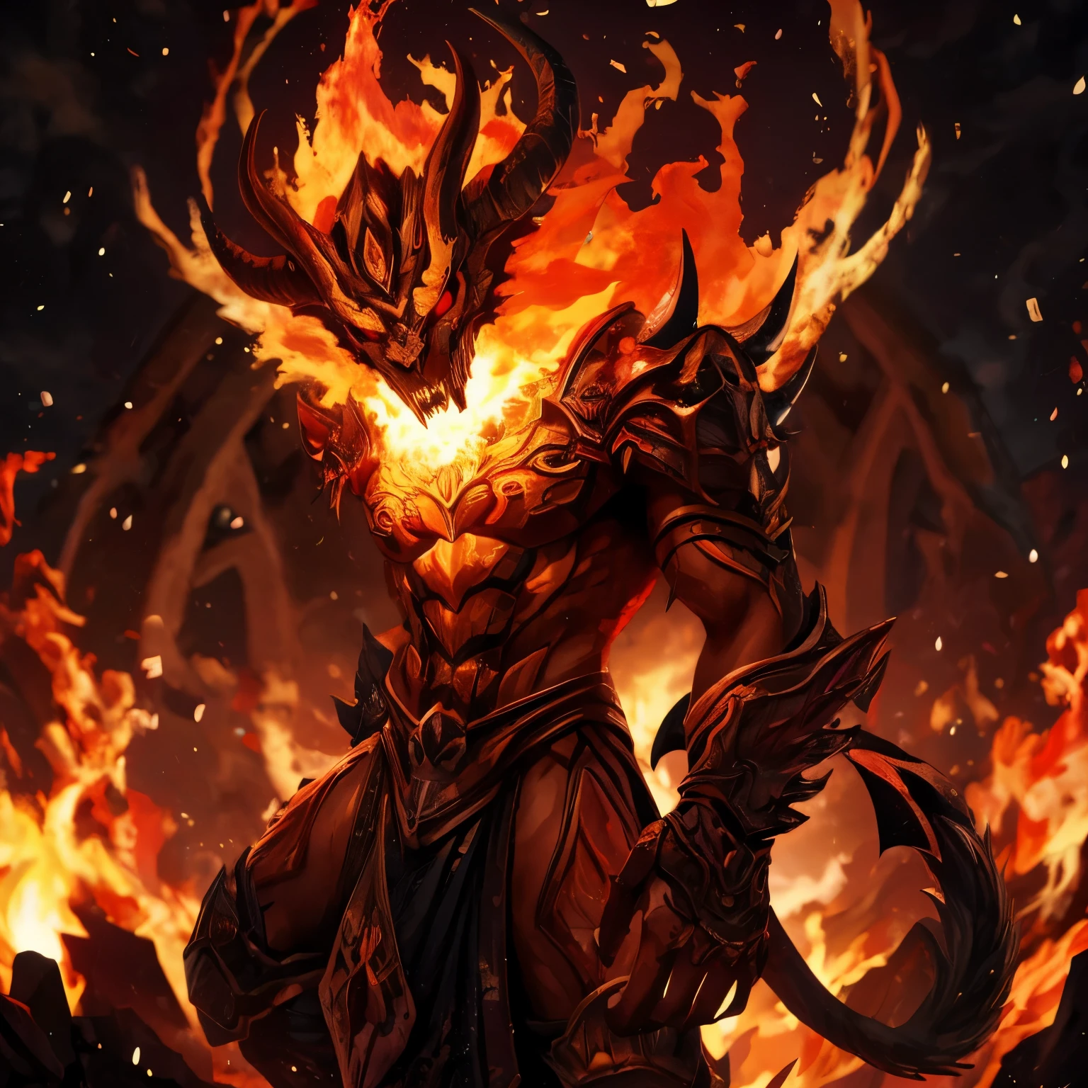 demon fiery aura, (masterpiece), best quality, highres, 4k, 8k, amazing quality, amazing shading, soft lighting