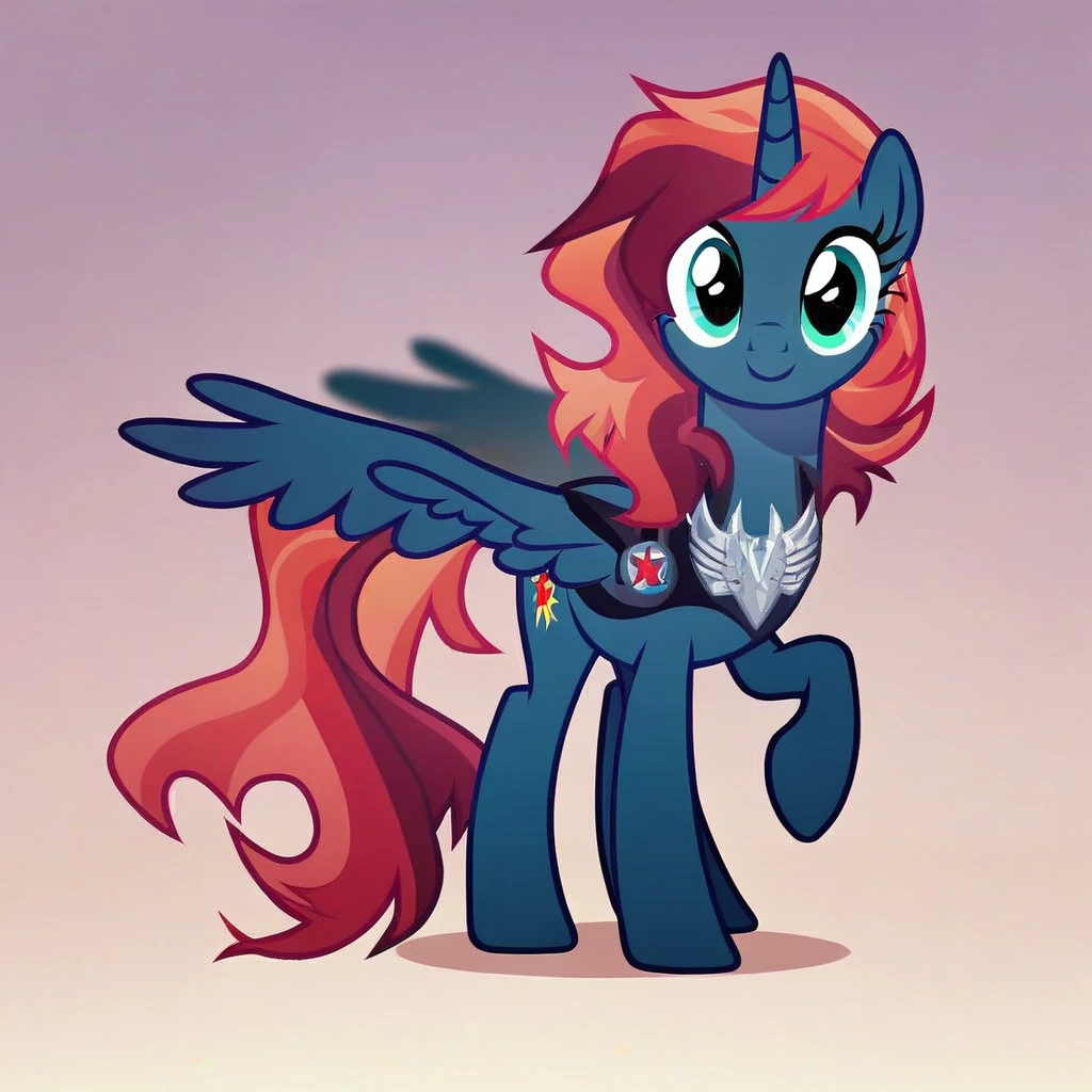 score_9, score_8_up, score_7_up, score_6_up, score_5_up, score_4_up, show accurate, full body, simple background, feral pony, female pony, beautiful appearance, wearing a really cute outfit cutiemarck, alicorn, original character