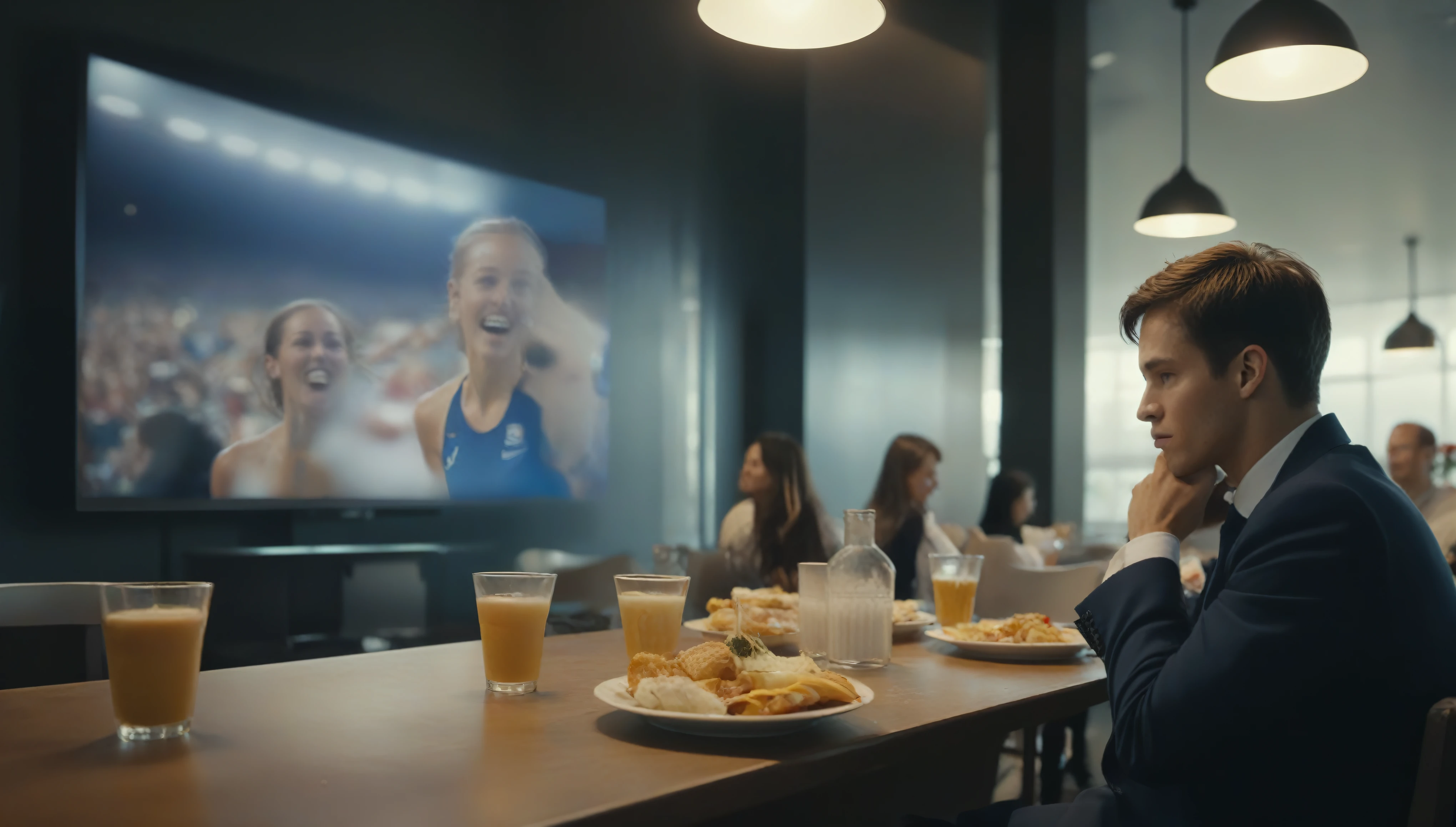 (olympic), (medal ceremony:1.6),(gold medal:1.3),joyful,TV show