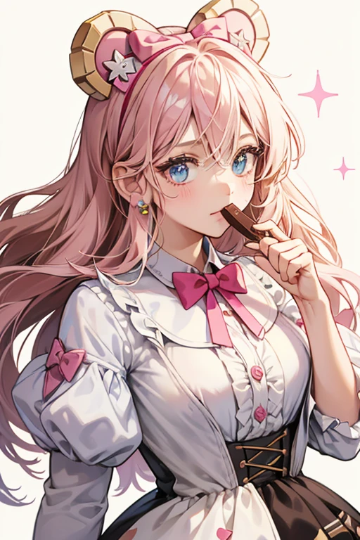 I.C. Sandwich is a girl chocolate ice cream sandwich with neopolitan ice cream and a basic face. She has bear ears and a bubblegum-colored bow. SPARKLE; GLITTER