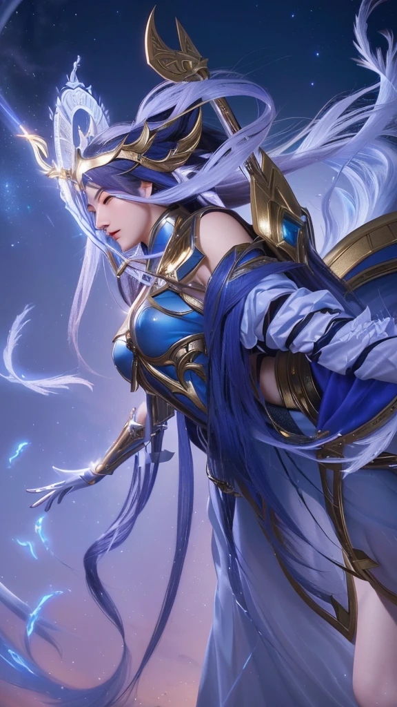 a close up of a woman with a sword and armor, irelia, ashe, extremely detailed artgerm, beautiful celestial mage, ig model | artgerm, inspired by Ju Lian, official splash art, artgerm lau, inspired by Lan Ying, ahri, inspired by Huang Shen, artgerm detailed, inspired by Shen Zhou