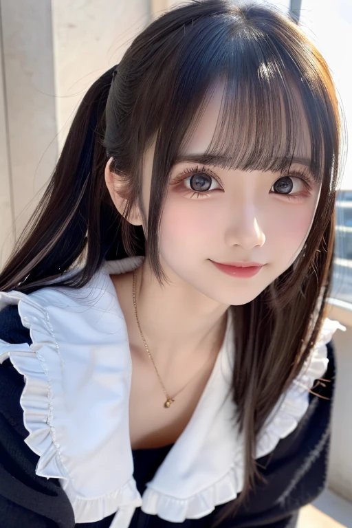 ((The photo is from the thighs up))、Highest quality、High resolution、超High resolution（Real：1.4）、((jirai kei))、(School:1.3)、18-year-old、Japanese women、Small breasts、(looking at the camera)、Cute round face、smile、((Shiny gray hair))、looking at the camera、Sparkling eyes、Lips shining with lip gloss、Natural light、(()）、Flat breasts、Small breasts、(smallバスト:1.2)、smallバスト、(slim、small、Flat、small)、thin、Delicate and sexy collarbone、two Girl、(beautiful girl、Delicate girl:1.3)、(18-year-old:1.3)、Very beautiful eyes、(Symmetrical eyes:1、Brown eyes、Parted bangs、(Eye and facial details:1.0) )、Real実写、Photogenic transparency、Detailed eyes、Gradation、Perfect anatomical figure、Woman with perfect body、Highly detailed skin、Highly detailed face、Beautiful eyes in every detail、Background Blur、Sexy pose、