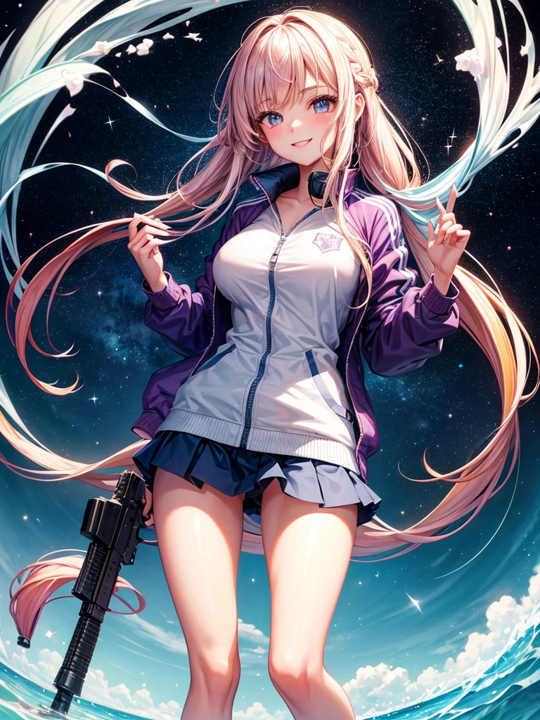 middle School girls,smile,Beautiful girls,Beautiful girl from another world,Girl holding an assault rifle in her hand,Hair tucked behind ear,The best quality to get you horny,Track jacket,Psychic,Wizard,battle,Multi-colored hair,Perfect Girl,Super cute girl,Ocean,Starry sky background,Cute uniform,Uniform of the Future,Wearing a cardigan,Long Hair、Sparkling eyes,She has her bangs down,Colorful,Ultra HD,Young girl,sex,Naughty Girls,Full body image,Big Breasts,Beautiful Girl's Paradise,Fashion Girl,Naughty Girls,Beautiful Girl Country,High-dimensional beautiful girl,A beautiful girl who transcends everything,So beautiful,Horny girl,Absurd,Beautiful girls,