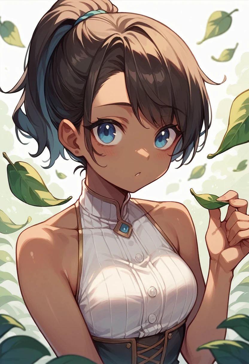 ((Masterpiece)), ((Best Quality)), Illustration, One Girl, Hair color, Bangs, Hairstyle Fax, Portrait from waist up, Naked, Posture hiding breasts, Women, Cat ears, Light green long hair, Gray eyes, Ponytail, Dull bangs, Smile, Hot Spring