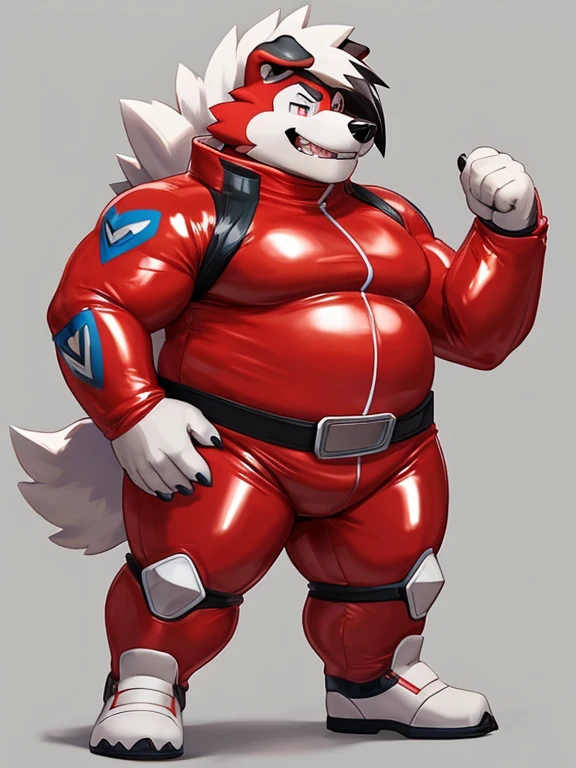 Standing pose,solo，male people，chubbiness，small fat， solo， Detailed pubic hair， A high resolution，， tmasterpiece，Excessive obesity，Obesity in the extremities，foot in the air，Correct body proportions，overweight，roadhog，proportions，overweight ,lycanroc,rad rubber hero suit,lycanroc helmet,Y-shaped mark belt,white boots and white glove,power ranger,rad rubber hero suit,rad rubber hero suit,rad rubber hero suit,rad rubber hero suit,rad rubber hero suit,rad rubber hero suit,rad rubber hero suit,rad rubber hero suit,rad rubber hero suit