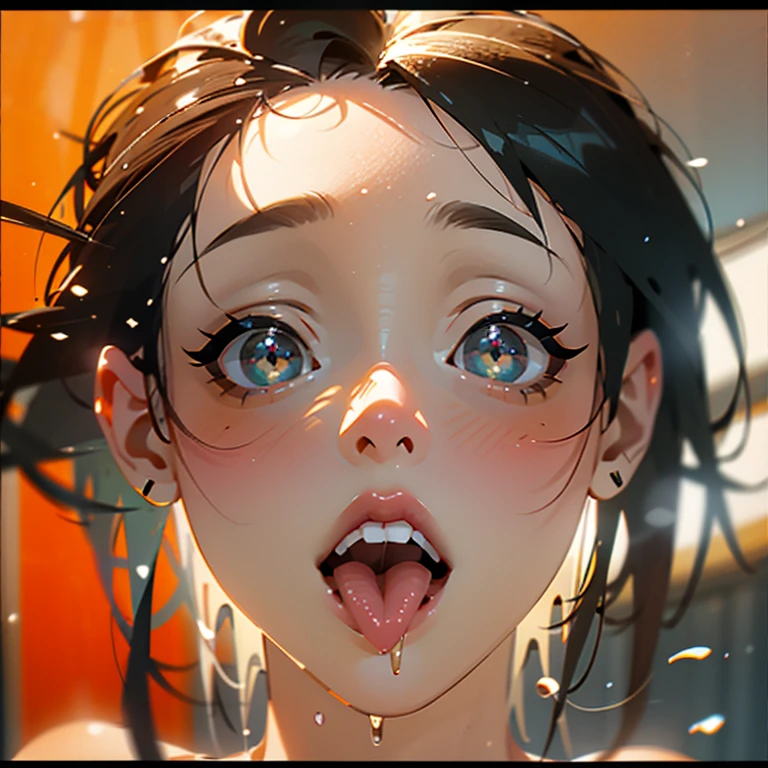 ExtremelyDetailed Kawaii girl Face,(Close-up Sweet lips), glossy lips with beautiful details, Coquettish tongue, Kissing to camera, towards the viewer, 8K TopQuality masterpiece,an extremely delicate and beautiful (ProfessionalPhoto:1.37), {Amazing|finely detail|official art|incredibly absurdres},ultra-detailed close-up shot, close up, (fish eye lens), wide lens, macro lens, Detailed reflective Eyes ElaboratePupils with (sparkling highlights:1.28) (Delicate Voluminous LongEyelashes:0.88), {(Tilted face:1.22)|Visible back of throat|saliva drips|naked shoulder}, (Dripping juice on tongue:1.23) snow particles