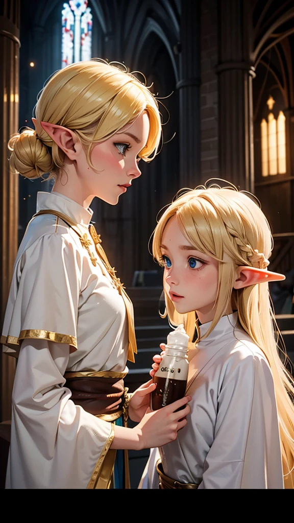 Blonde,Elf,Sisters,holy water,drink