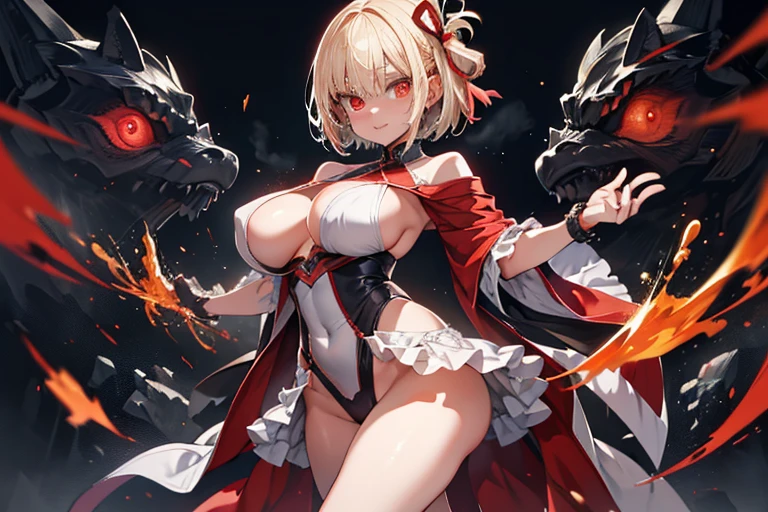 Undress,
((Highest quality)), ((masterpiece)),(detailed),High resolution,Sharp focus,Perfect Face,{best illustration},(complete anatomy),
(非常にdetailed CG unity 8k wallpaper),(((Vibrant colors))),Official Art,((detailedなボディ)),(detailedな顔)),Perfect Fingers,
cute,erotic,Bold,very shiny 肌,Shiny body,plastic glitter 肌,exaggerated shiny 肌,illuminated 肌,
Big Breasts,glamorous,Tight waist,Long legs,curve,Cleavage,Bold,Revealing clothing,show 肌,
(Complex eyes,Beautiful fine details,Symmetrical eyes,Big eyes:1.5,Seductive eyes, Natural skin texture, Realistic facial details),
(Nishikigi Sensoku),short hair,bangs,Blonde,(Red Eye:1.5),Hair Ribbon,One Side Up,Bobcut,smile,Open your mouth,
embarrassed, Stylish pose,