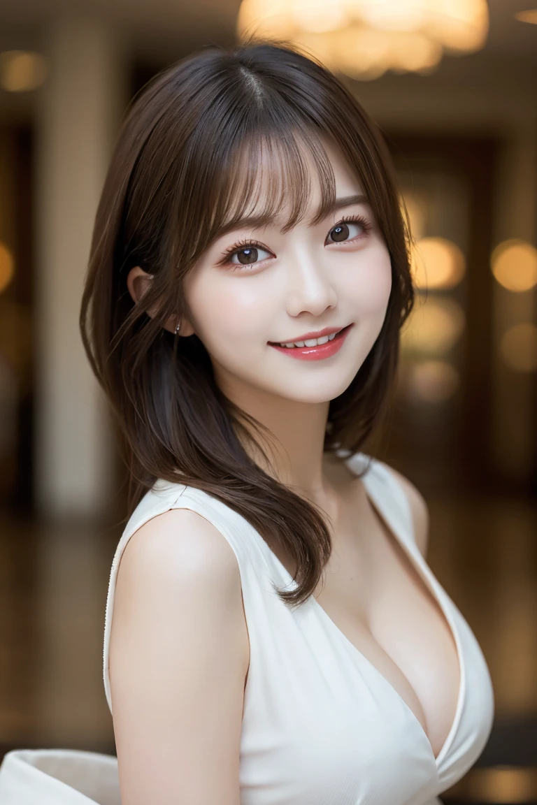  Highest quality, shape, Very detailed, In detail, High resolution, 8k wallpaper, Perfect dynamic composition, Beautiful details,  Natural Lip, Completely naked。Local。sex。Big Breasts, Cleavage, she、smile, A masterpiece of the whole body, Side Short