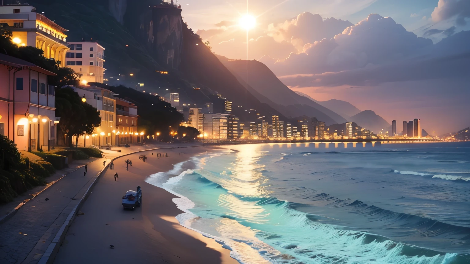 create an image that represents the bosa nova of Rio de Janeiro, Piano, Guitar, environment according to the season
