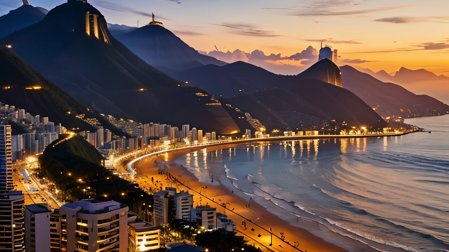 create an image that represents the bosa nova of Rio de Janeiro, Piano, Guitar, environment according to the season