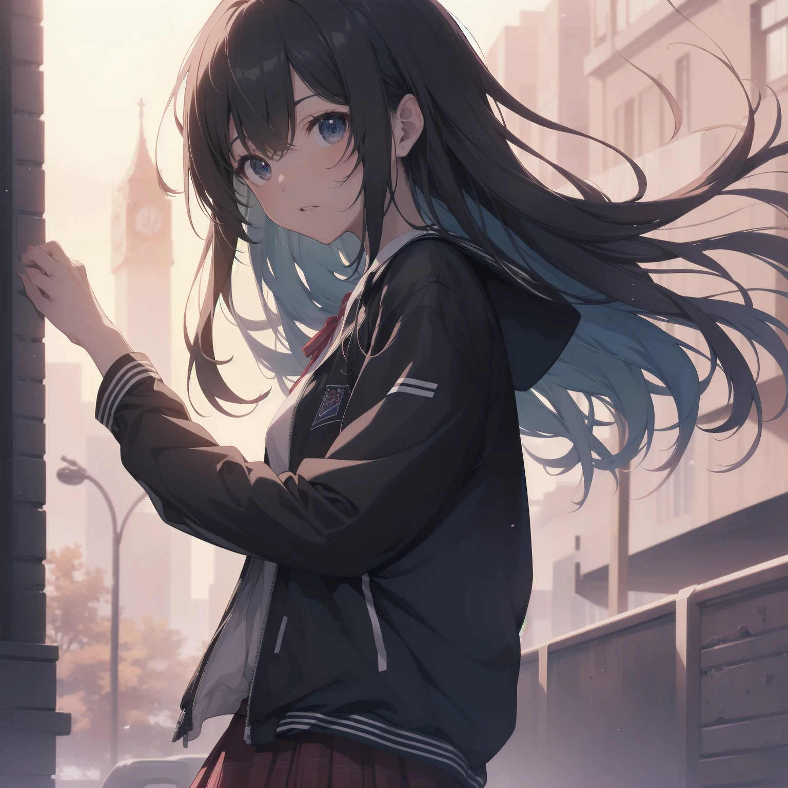 ultra-absurdres-Top quality by artist God, ultra-detailed, high resolution, anime moe artstyle, best anime 8k konachan wallpaper, pixiv contest winner, pool:2810, perfect anatomy,break, 1girl, (Please draw a girl walking sleepily to school alone. )break,(Solo,little female, 13-year-old:1.3),Full limbs, complete fingers,a junior high school student, (very short hair), short cut, flat chest, , small butt, small black eyes, beautiful detailed eyes, well-proportioned iris and pupils, expressive eyes, highres detailed hair, soft expression, salor school_uniform, sailor collar, serahuku, bow, pleated skirt,(Detailed Lighting), (Detailed background), in the School commute route. break,super detailed skin, Best cinematic lighting powered by famous artist, 8k,beauty illustration,photoshop_(medium),very aesthetic,break,((artist:haruhisky )), artist:clamp ,artist:carnelian ,artist:kantoku ,