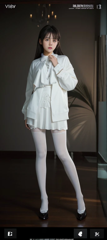 ulzzang-6500-v1.1, (original photo:1.2), (lifelike:1.4), Beautiful and delicate girl, Very detailed eyes and face, Beautiful and delicate eyes, ridiculous, incredibly ridiculous, File size is huge, super detailed, high resolution, Very detailed, best quality, masterpiece, Momimi, (Generous clothes), illustration, Very detailed, CG, Unite, 8k wallpaper, Astonishing, Exquisite details, masterpiece, best quality, Very detailed CG uniform 8k wallpaper, 1 girl, 16 years old, ((white pantyhose)), ((standing posture))), (pantyhose),