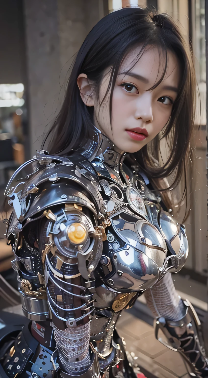 (masterpiece, Highest quality:1.2), (8K Ultra HD, 16K, 32K, Ultra-high resolution), (Realistic:1.37), (RAW Photos), Ultimately realistic, Ultimately realistic details, Ultimately realistic texture, Ultimate in exquisite detail, Ultimately realistic lighting, Ultimately realistic shadow, Japanese Girls, Extremely cute face, Ultimate RAW Skin, Ultimately realistic eyes, Woman in Powered Suit, Shoulder-mounted cannon, Very cute face, mechanical, Very intricate details, Full Body Shot, ultimate Realistic, Clear Stream