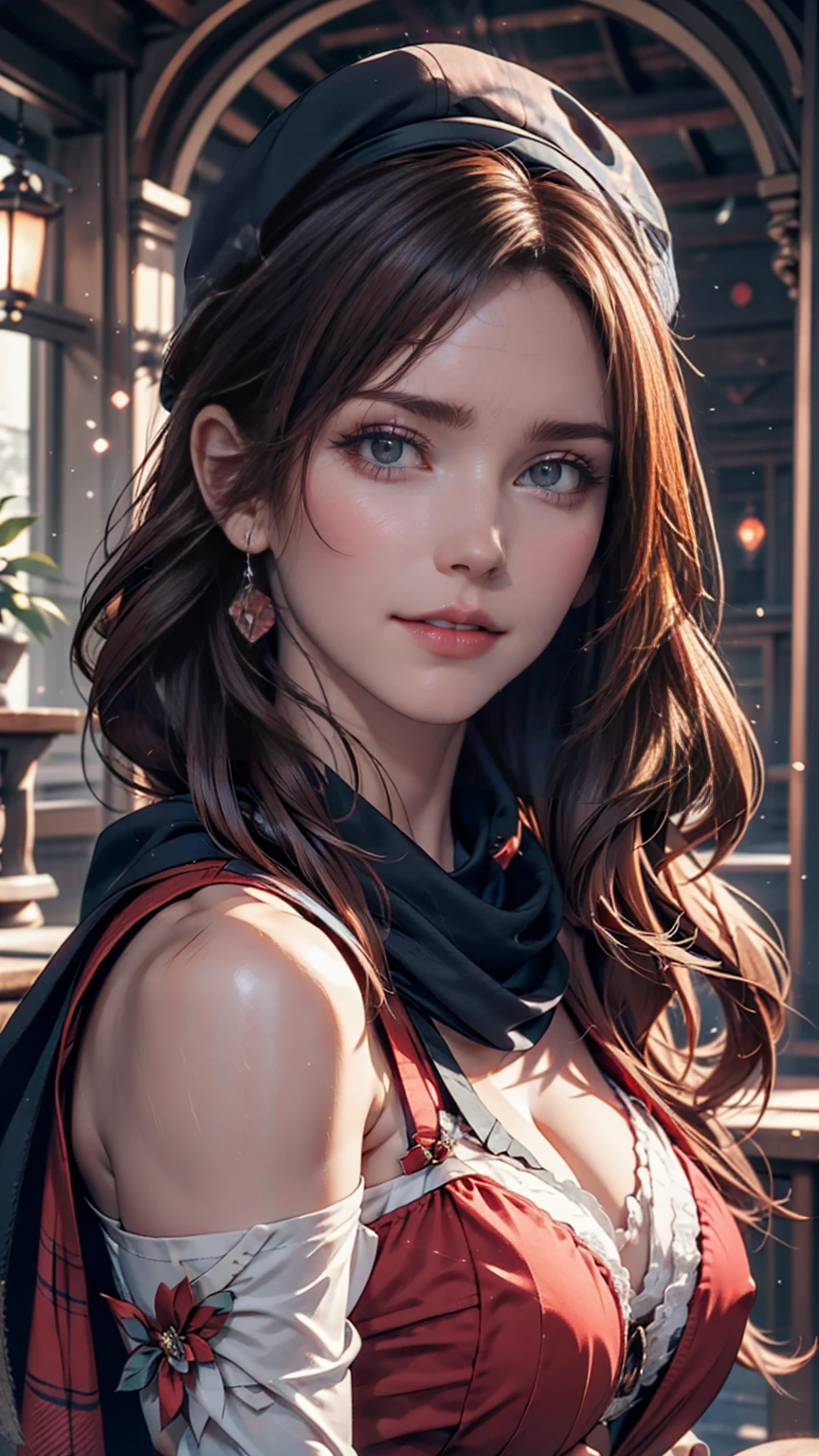 Arabian woman with long hair wearing hat and scarf, Black Hair、Iris、Red inner color((colored inner hair))、Cover your mouth with a scarf、Realistic Digital Art 4K, Realistic Digital Art 4K, Soft Portrait Shot 8k, photoRealistic art style, photoRealistic beautiful face, Cinematic realistic portraits, Beautiful digital art, Realistic beautiful face, Realistic art style, 3d rendering character art 8k, Beautiful realistic face, Amazingly realistic graphics