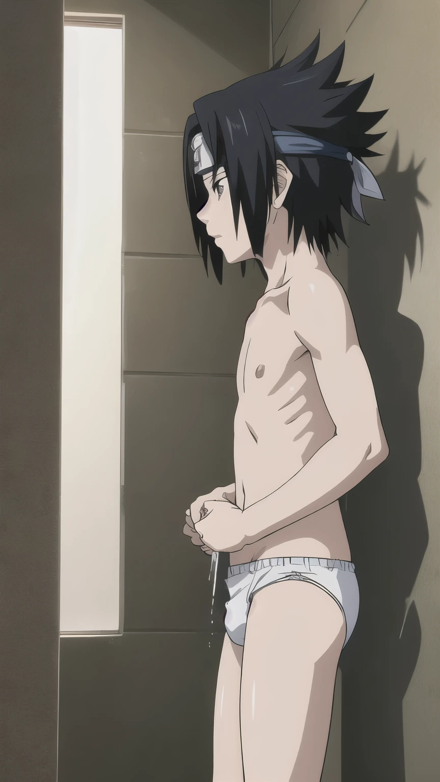 Sasuke, shirtless, underpants, white briefs, showering, -yeld bo