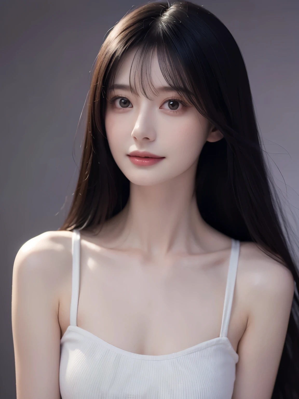 1woman,beautiful vintage color, ((smile)),instagram (photorealistic, high resolution:1.4), ((puffy eyes)), looking at viewer, , full body (8k, RAW photo, best quality, masterpiece:1.2), (realistic, photo-realistic:1.37),(sharp focus:1.2), professional lighting, photon mapping, radiosity, physically-based rendering, (pale skin:1.2),portrait, purple eyes, (sliver hair:1.1),bangs, (simple background:1.4), solo, upper body, realistic,(masterpiece:1.4),(best quality:1.4),(shiny skin),fashi-girl,makeup,smile(skinny,closed mouth,shy :1.3) ,Necromancer:1.1),medium bust,sexy pose ,
