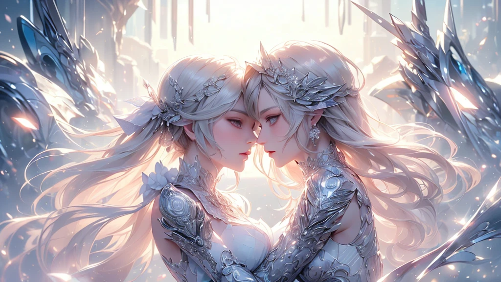 (((Tabletop))), (((Highest quality))), ((Very detailed)), (Very detailed写真), ((Very delicate and beautiful)),(Cute delicate face),here is a digital art of a very futuristic looking female that has armor and armss, One girl, arms, alone, sf, Holding, Holding arms, robot,Beautiful face and eyes, double eyelid,Delicate skin,Slim figure