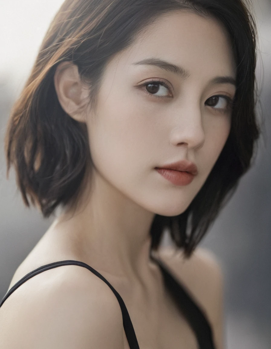 xxmixgirl, quite a bit body of a beautiful cute long face Japanese girl, happy smiling, still from the film, ((young Marion Cotillard face : 1.0)), ((young Anne Hathaway face: 0.8)), side shot, portrait photo of a cute 25 y.o woman, looks at viewer, full lips, beauty natural skin, skin moles, starry night, (cinematic, film grain:1.1), ((asian winged eyes, very long and slender slim face, windy tousled, shoulder lenght straight black blunt bob, stapless crop top)), relaxing at windowscreen side, Leica SL3, Summicron-SL 75mm ASPH, F/2, (cinematic still:1.2) Kodak Gold 200 film, bokeh, rim lighting, silhouette, shallowed depth of field, dynamic hands up,
