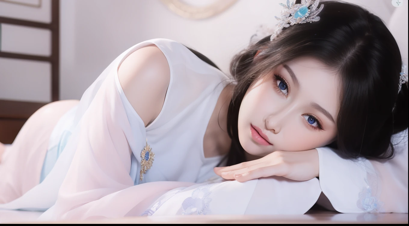 Fashion model 18 years old [[[[Close-up cleavage]]]], [[[[breast]]]], [[[[Cole]]]], [[[[Shoulder]]]], Perfect eyes, Perfect Iris，Perfect lips，Perfect Teeth，Perfect skin，Fair skin，Long face，Long and thin nose，Soft headlight，HDR，girl，White clothing，The background is the bedroom，floor，（Pastel colors：1.2）