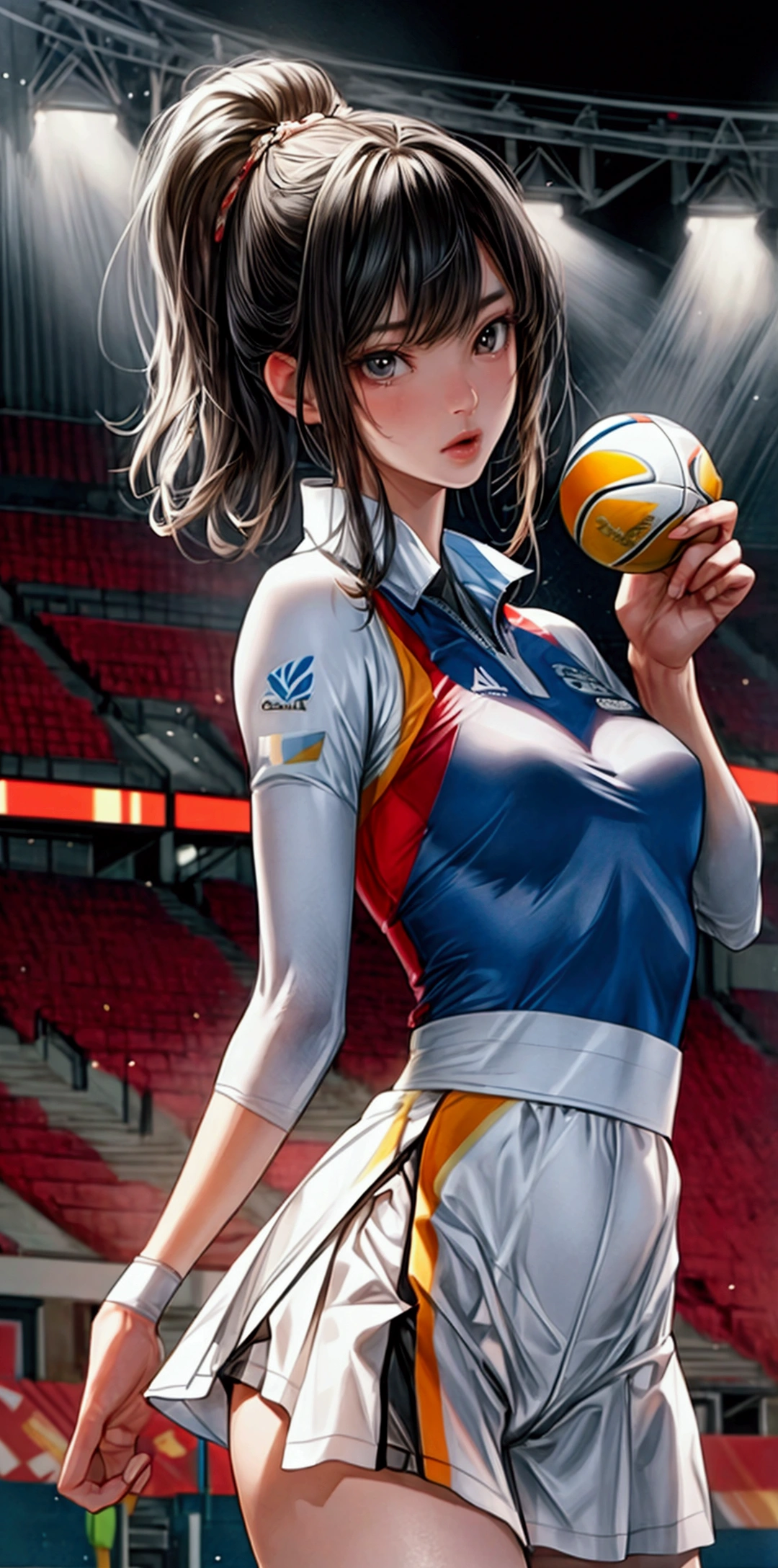 A sports circle receives an award on stage, (cheer),(sports venue), (((whole body))),{(holding a medal in hand)}, taken in 2 0 2 0, Gemma Chan, mei-ling zhou, wenfei ye, open, yun ling, maya takamura, Olympic Games Photos, {{ Perfect facial proportions}},{{masterpiece}}, {{{best quality}}},{{Extremely detailed}}, {{illustration}},{{masterpiece}},{{{best quality}}},{{Extremely detailed}}, Photorealism,realism,Reality,High Detail,Ultra-high quality,high resolution,Popular on artstation,超realism,HD,16K,Unreal Engine,rendered on octane,Corona Rendering,Tilt Shift,Bottom View,Rembrandt Lighting,