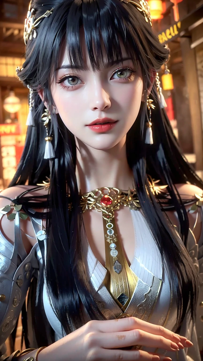 a beautiful young woman with long hair, wearing a nightgown, sitting on a bed, barefoot, in a dress, lying on her side, cross-legged, full body shot, (best quality,4k,8k,highres,masterpiece:1.2),ultra-detailed,(realistic,photorealistic,photo-realistic:1.37),beautiful detailed eyes,beautiful detailed lips,extremely detailed eyes and face,longeyelashes,natural lighting,warm tones,soft focus,portraits,chiaroscuro,depth of field,(((yellow eyes))), ((long black hair)), delicate features