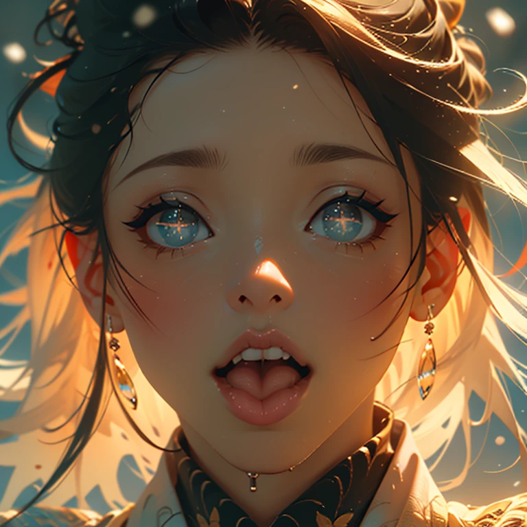 ExtremelyDetailed Kawaii girl Face,(Close-up Sweet lips), glossy lips with beautiful details, Coquettish tongue, Kissing to camera, towards the viewer, 8K TopQuality masterpiece,an extremely delicate and beautiful (ProfessionalPhoto:1.37), {Amazing|finely detail|official art|incredibly absurdres},ultra-detailed close-up shot, close up, (fish eye lens), wide lens, macro lens, Detailed reflective Eyes ElaboratePupils with (sparkling highlights:1.28) (Delicate Voluminous LongEyelashes:0.88), {(Tilted face:1.22)|Visible back of throat|saliva drips|naked shoulder}, (Dripping juice on tongue:1.23) snow particles