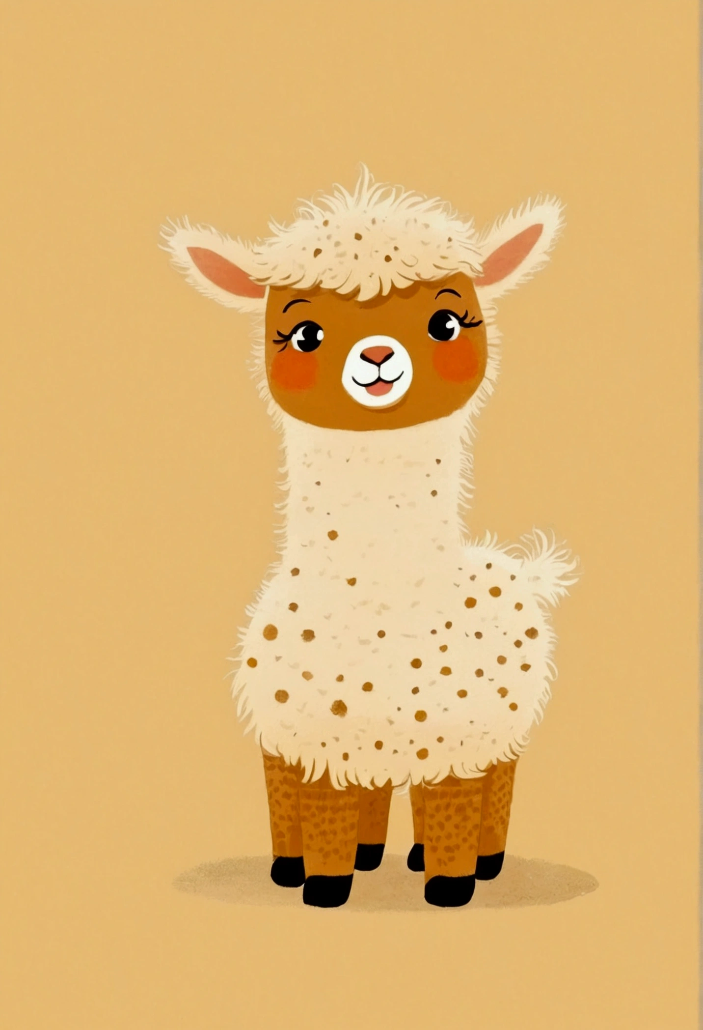 Childish Art,Cute cartoon alpaca,Dot