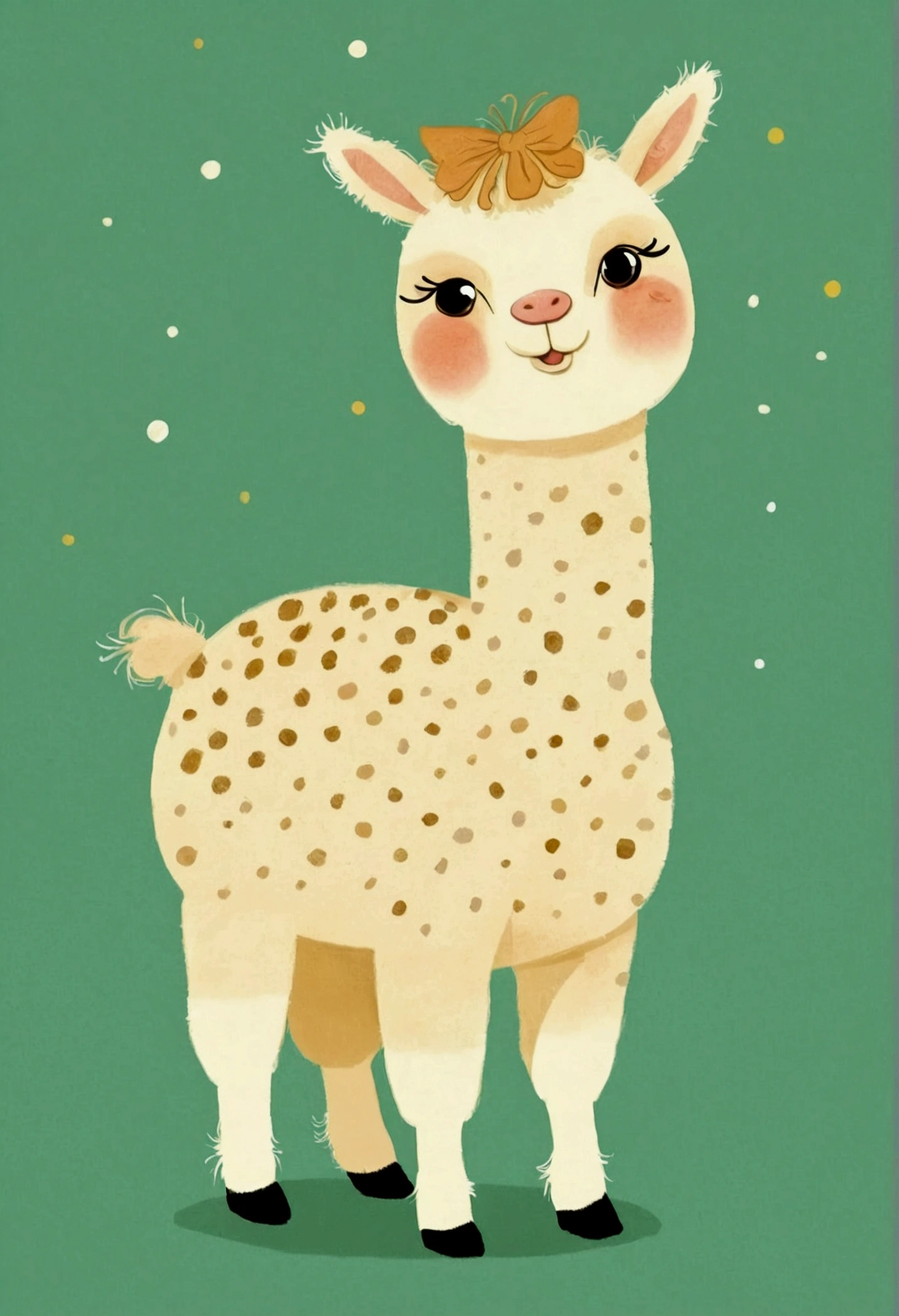 Childish Art，Cartoon Alpaca，Dot
