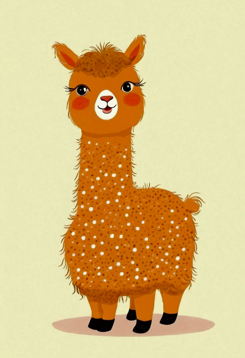 Childish Art,Cute cartoon alpaca,Dot